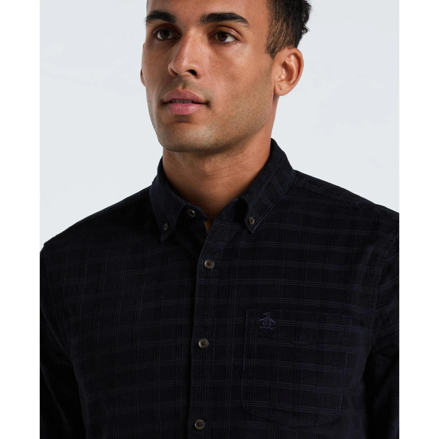 Original Penguin Corduroy Check Shirt In Dark Sapphire(Corduroy Check Shirt Blue Opwf2516gp 413) 3 Original Penguin Corduroy Check Shirt In Dark Sapphire(Corduroy Check Shirt Blue Opwf2516gp 413) - Image 3