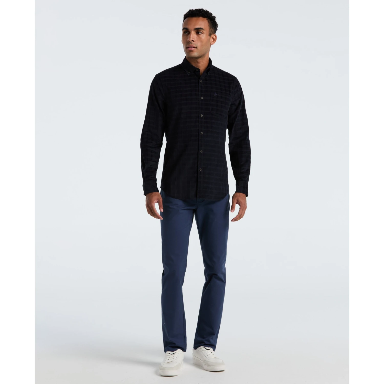 Original Penguin Corduroy Check Shirt In Dark Sapphire(Corduroy Check Shirt Blue Opwf2516gp 413) 4 Original Penguin Corduroy Check Shirt In Dark Sapphire(Corduroy Check Shirt Blue Opwf2516gp 413) - Image 4