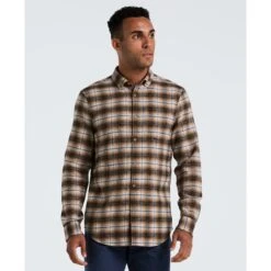 Original Penguin Plaid Flannel Shirt In Tigers Eye(Plaid Flannel Shirt Brown Opwf2517gp 218)