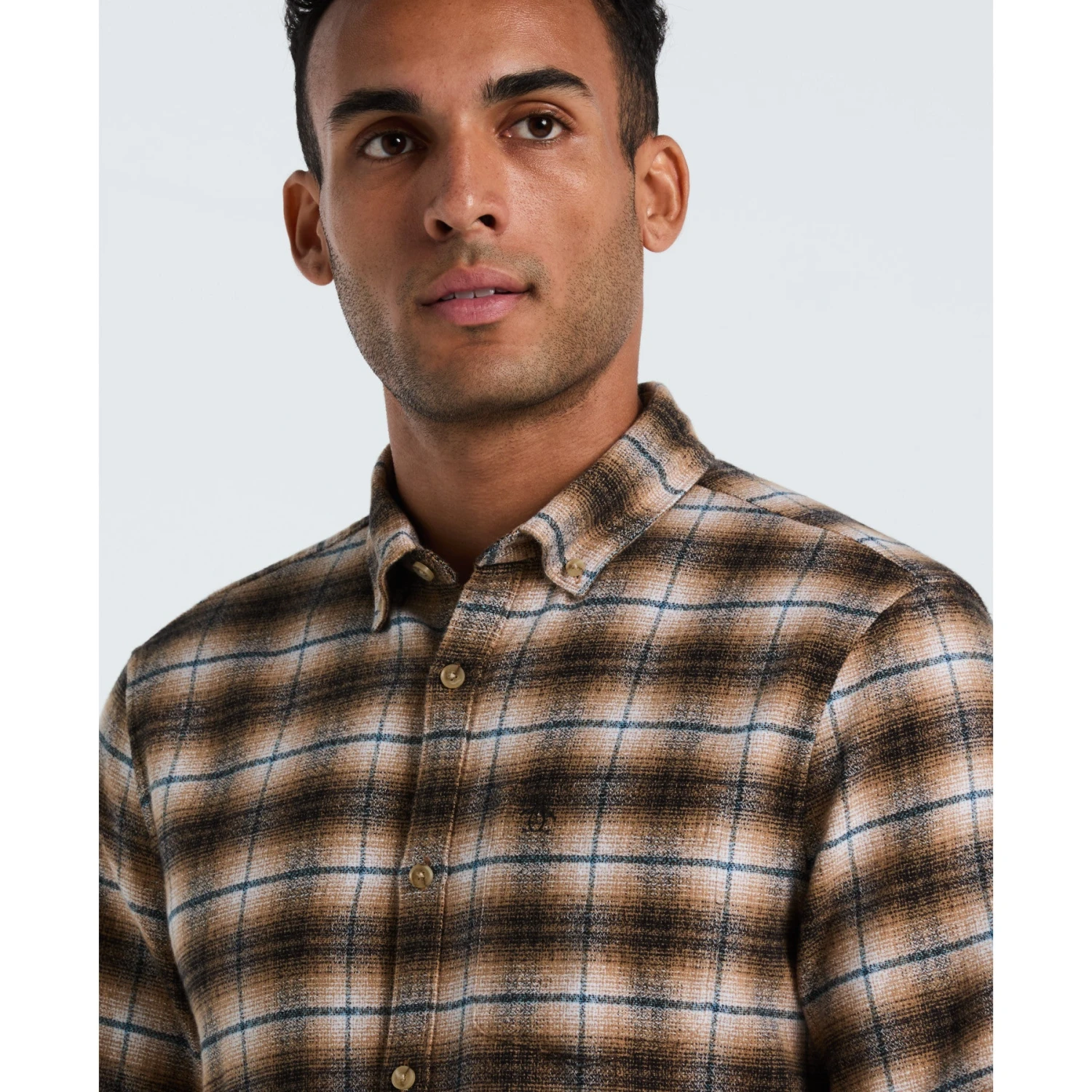 Original Penguin Plaid Flannel Shirt In Tigers Eye(Plaid Flannel Shirt Brown Opwf2517gp 218) 3 Original Penguin Plaid Flannel Shirt In Tigers Eye(Plaid Flannel Shirt Brown Opwf2517gp 218) - Image 3