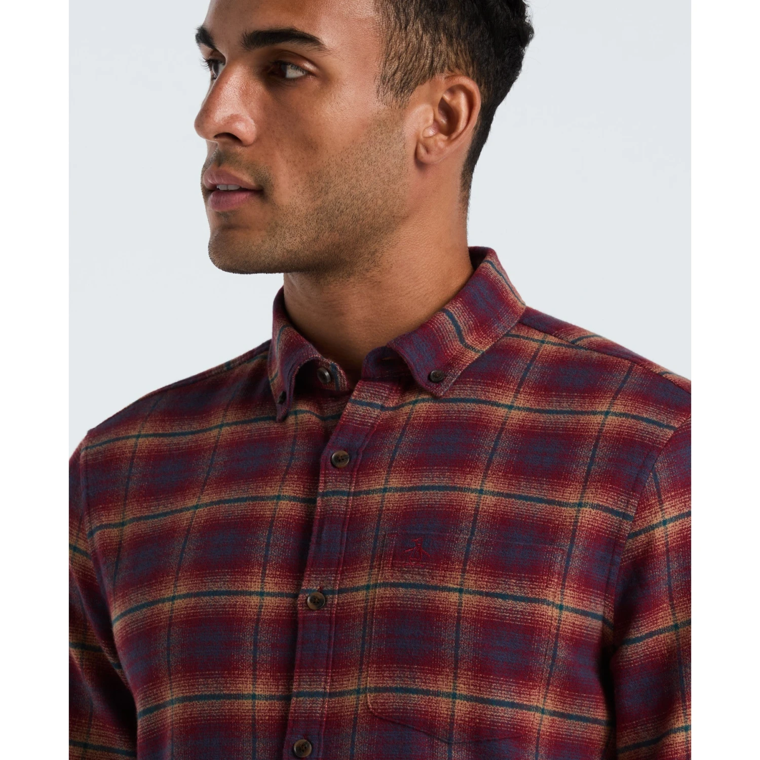 Original Penguin Plaid Flannel Shirt In Cabernet(Plaid Flannel Shirt Red Opwf2517gp 605) 3 Original Penguin Plaid Flannel Shirt In Cabernet(Plaid Flannel Shirt Red Opwf2517gp 605) - Image 3