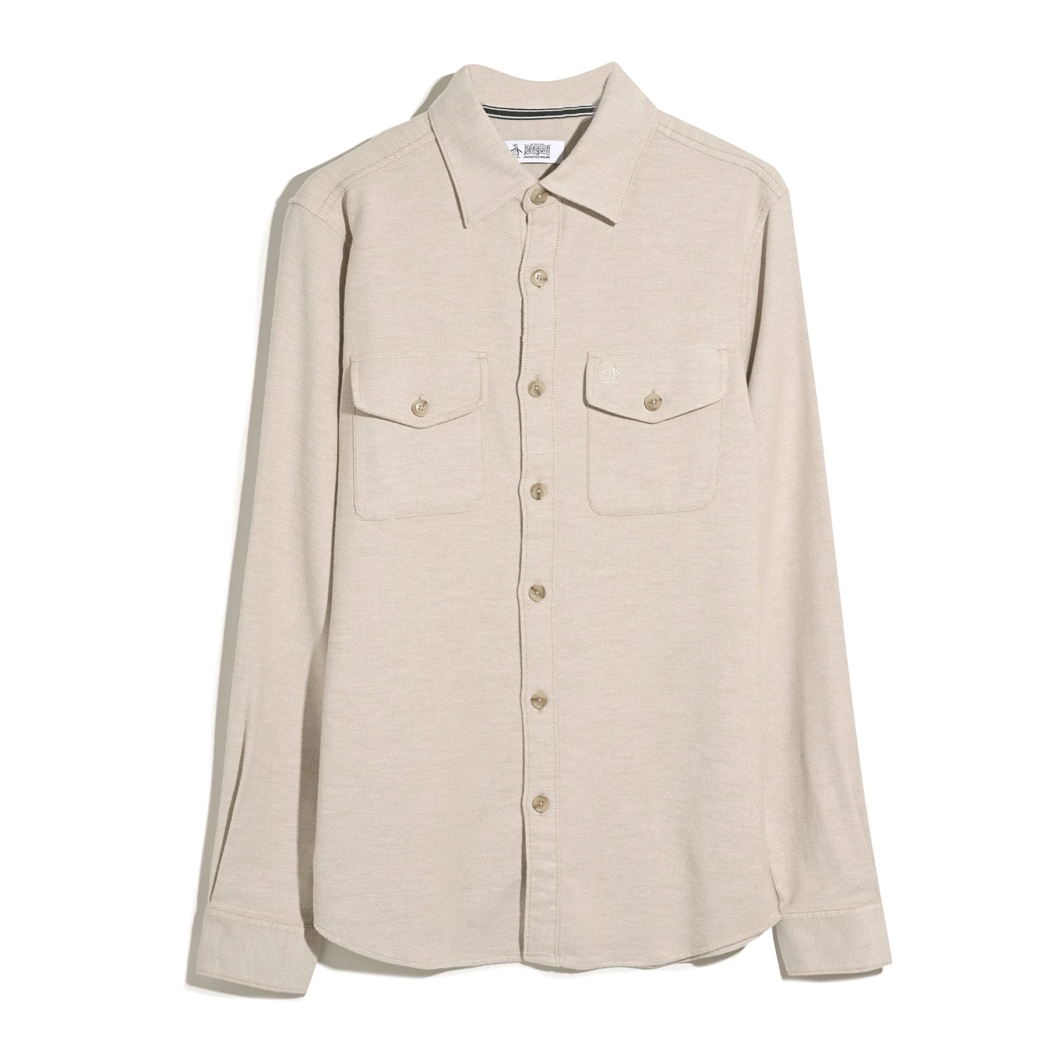 Original Penguin Double Weave Overshirt In Birch(Double Weave Overshirt Beige Opwf3118gp 252) 5 Original Penguin Double Weave Overshirt In Birch(Double Weave Overshirt Beige Opwf3118gp 252) - Image 5