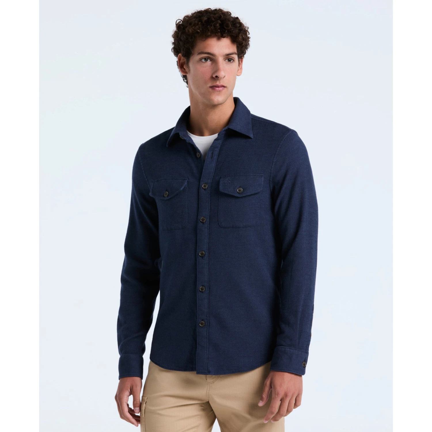 Original Penguin Double Weave Overshirt In Dark Sapphire(Double Weave Overshirt Blue Opwf3118gp 413)