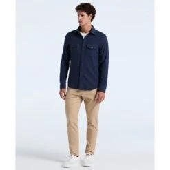 Original Penguin Double Weave Overshirt In Dark Sapphire(Double Weave Overshirt Blue Opwf3118gp 413) -Original Penguin Outlet OPWF3118 413 alt3