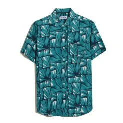 Original Penguin Agave Tile Print Short Sleeve Shirt In Exotic Plume(Agave Tile Print Short Sleeve Shirt Blue Opwm2518gp 495) -Original Penguin Outlet OPWM2518 495 4