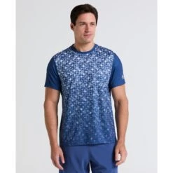Original Penguin Blocked Graphic Performance Tennis T-Shirt In True Navy(Blocked Graphic Performance Tennis T Shirt Blue O1kff010gg 416)