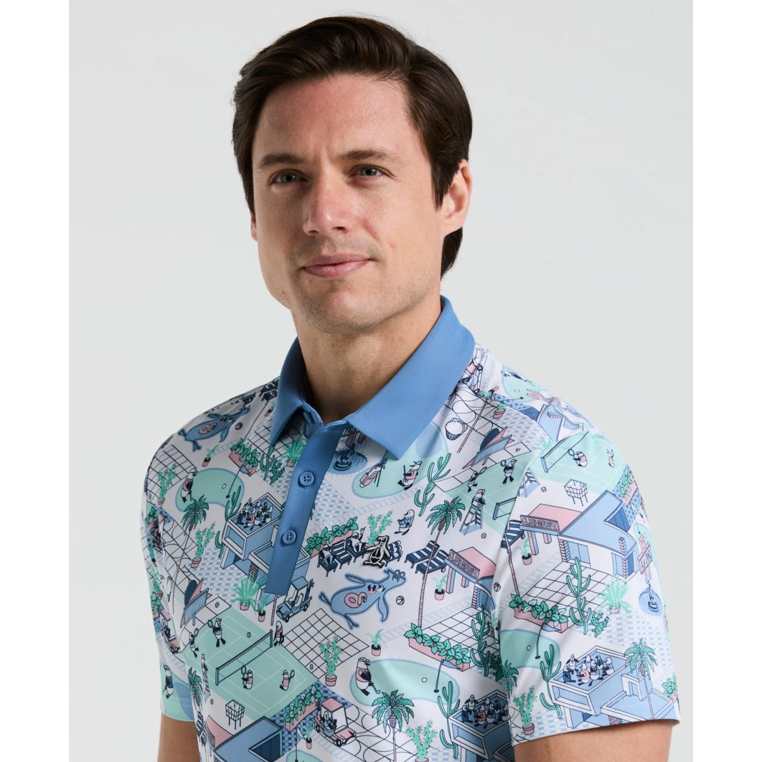 Original Penguin Palm Springs Print Golf Polo Shirt In Bright White(Palm Springs Print Golf Polo White Ogksf013gg 118) 4 Original Penguin Palm Springs Print Golf Polo Shirt In Bright White(Palm Springs Print Golf Polo White Ogksf013gg 118) - Image 4