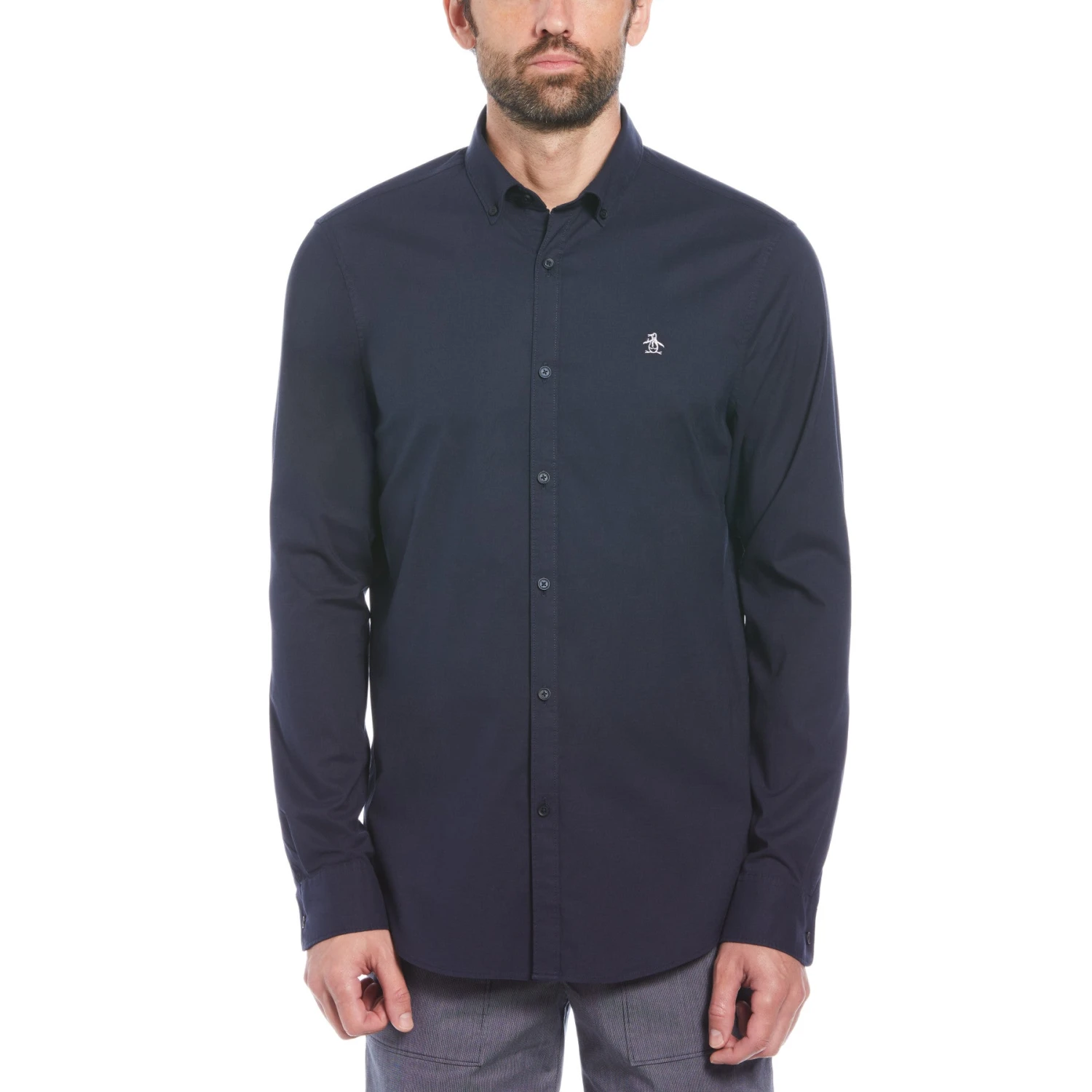 Original Penguin Ecovero Oxford Stretch Shirt In Dark Sapphire(Oxford Ecovero Shirt Blue Opwb0035gp 413) 1 Original Penguin Ecovero Oxford Stretch Shirt In Dark Sapphire(Oxford Ecovero Shirt Blue Opwb0035gp 413)