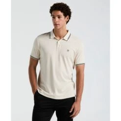 Original Penguin Icons Tipped Polo Shirt In Birch(Organic Cotton Tv Pete Short Sleeve Polo Shirt Beige Opkf3808gp 252)