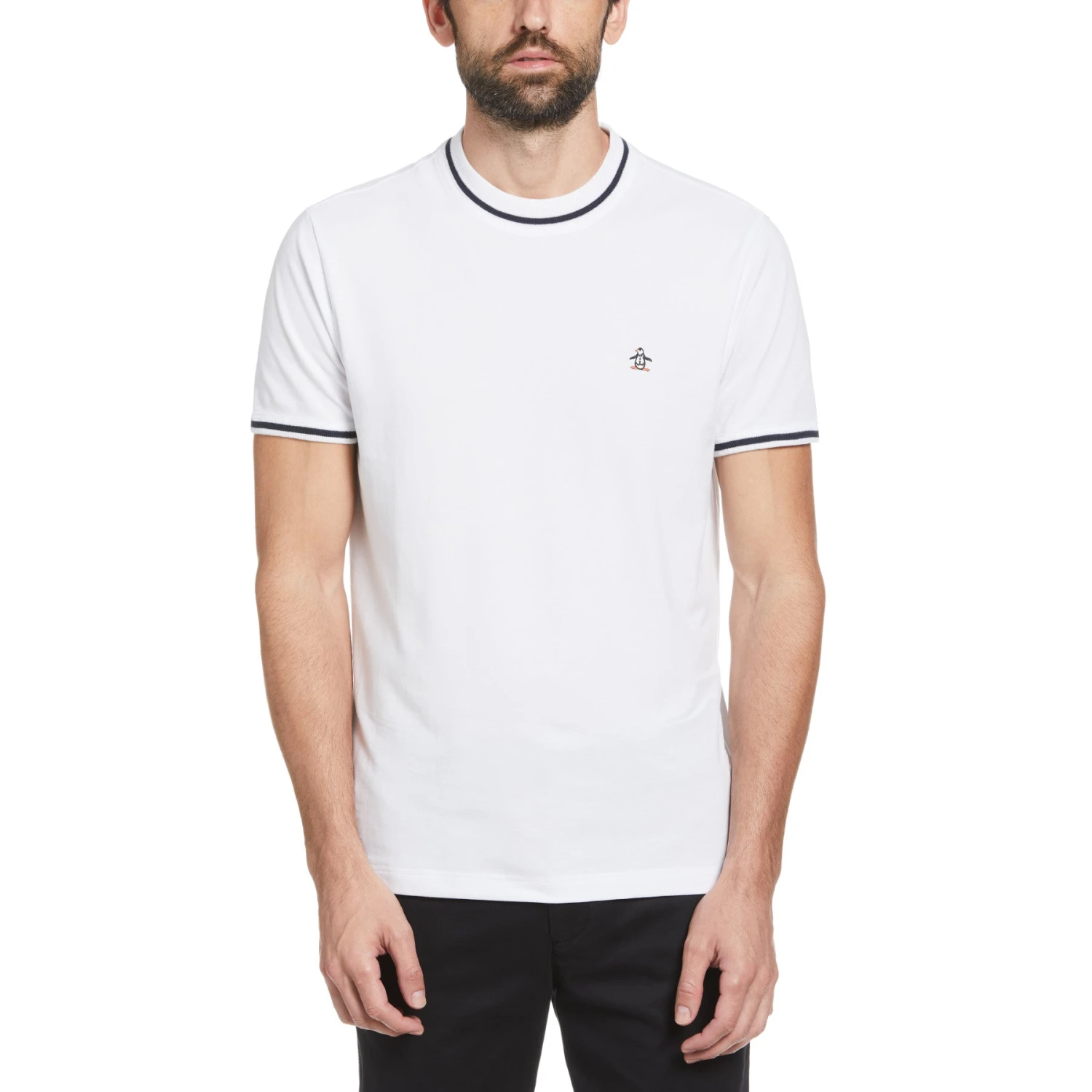 Original Penguin Icons Pique T-Shirt In Bright White(Organic Cotton Pique Tee White Opkm3503gp 118) 1 Original Penguin Icons Pique T-Shirt In Bright White(Organic Cotton Pique Tee White Opkm3503gp 118)