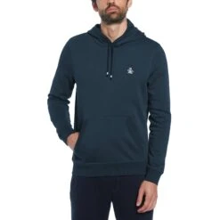 Original Penguin Sticker Pete Pullover Fleece Hoodie In Blue Wing Teal(Sticker Pete Pullover Fleece Hoodie Blue Opks5711gp 415)