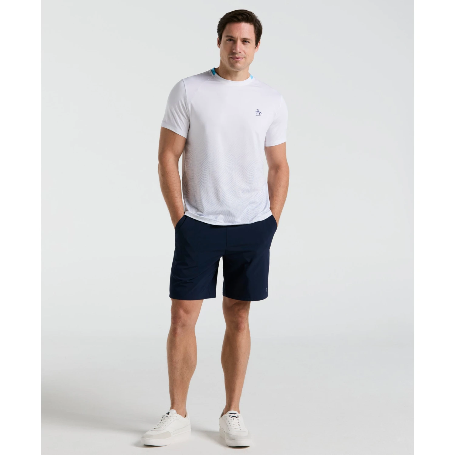 Original Penguin Performance Ventilated Ombre Tennis T-Shirt In Bright White(Performance Ventilated Ombre Tennis T Shirt White O1ksf017gg 118) 4 Original Penguin Performance Ventilated Ombre Tennis T-Shirt In Bright White(Performance Ventilated Ombre Tennis T Shirt White O1ksf017gg 118) - Image 4