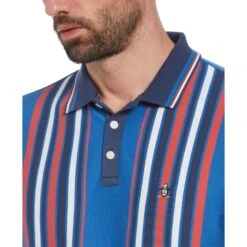 Original Penguin Organic Cotton Bowling Stripe Polo In Star Sapphire(Organic Cotton Bowling Stripe Polo Multi Colored Opkf2404gp 974) -Original Penguin Outlet j55262r706xo5gq7ybrw