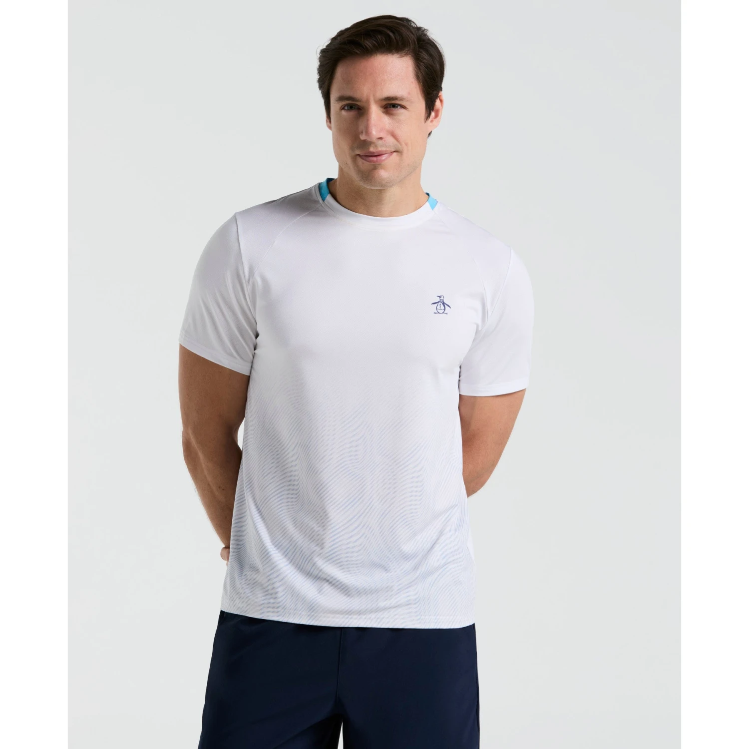 Original Penguin Performance Ventilated Ombre Tennis T-Shirt In Bright White(Performance Ventilated Ombre Tennis T Shirt White O1ksf017gg 118) 1 Original Penguin Performance Ventilated Ombre Tennis T-Shirt In Bright White(Performance Ventilated Ombre Tennis T Shirt White O1ksf017gg 118)