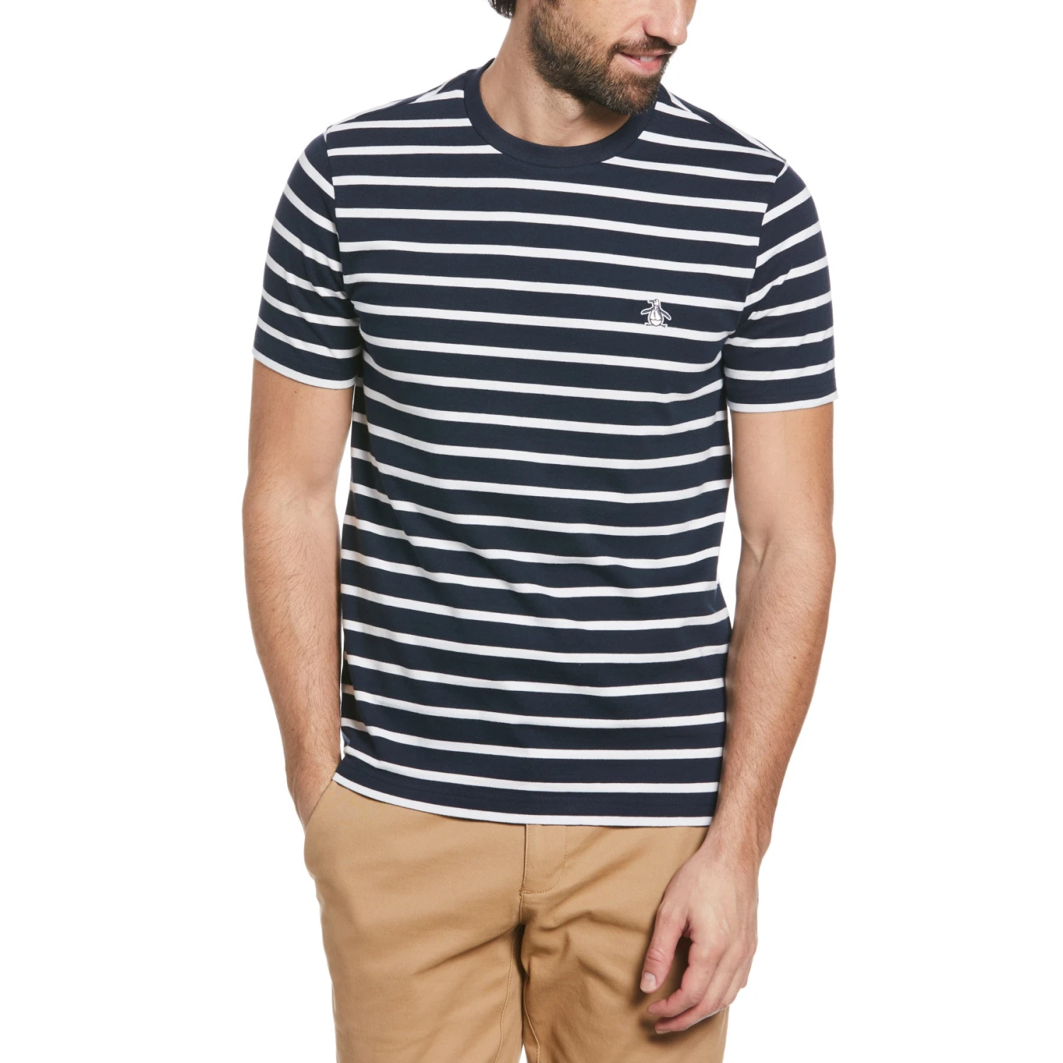 Original Penguin Breton Striped T-Shirt In Dark Sapphire(Sticker Pete Breton T Shirt Blue Opks3720gp 413) 1 Original Penguin Breton Striped T-Shirt In Dark Sapphire(Sticker Pete Breton T Shirt Blue Opks3720gp 413)