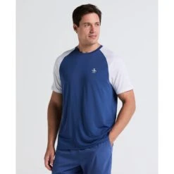 Original Penguin Blocked Performance Tennis T-Shirt In True Navy(Blocked Performance Tennis T Shirt Blue O1ksf015gg 416)