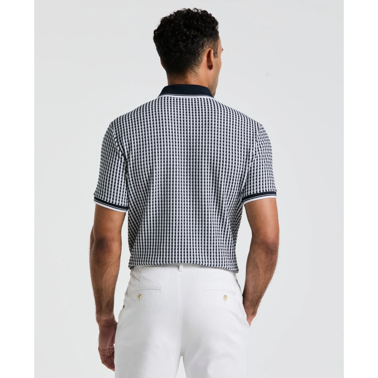 Original Penguin Jaquard Check Polo Shirt In Dark Sapphire(Jaquard Check Polo Shirt Blue Opkm2517gp 413) 2 Original Penguin Jaquard Check Polo Shirt In Dark Sapphire(Jaquard Check Polo Shirt Blue Opkm2517gp 413) - Image 2