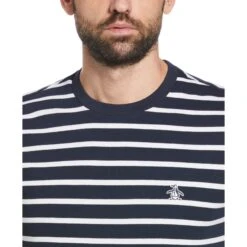 Original Penguin Breton Striped T-Shirt In Dark Sapphire(Sticker Pete Breton T Shirt Blue Opks3720gp 413) 6 Original Penguin Breton Striped T-Shirt In Dark Sapphire(Sticker Pete Breton T Shirt Blue Opks3720gp 413) -Original Penguin Outlet mzws4m5rwspdrwad6ev1
