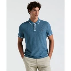 Original Penguin Icons Bentley Mesh Polo Shirt In Copen Blue(Organic Cotton Bentley Mesh Short Sleeve Polo Shirt Blue Opkm3500gp 443)