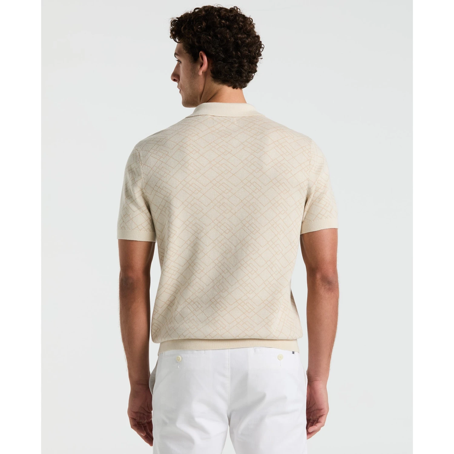 Original Penguin Jaquard Geometric Sweater Polo Shirt In Birch(Jaquard Geometric Sweater Polo Shirt Beige Opgm2500gp 252) 2 Original Penguin Jaquard Geometric Sweater Polo Shirt In Birch(Jaquard Geometric Sweater Polo Shirt Beige Opgm2500gp 252) - Image 2