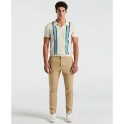 Original Penguin Vertical Stripe Sweater Polo Shirt In Birch(Vertical Stripe Sweater Polo Shirt Beige Opgm2505gp 252) -Original Penguin Outlet opgm2505 252 alt3