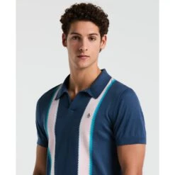 Original Penguin Vertical Stripe Sweater Polo Shirt In Sargasso Sea(Vertical Stripe Sweater Polo Shirt Blue Opgm2505gp 485) -Original Penguin Outlet opgm2505 485 alt2