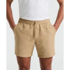 Original Penguin 6" Linen Blend Shorts In Travertine(6 Linen Blend Shorts Beige Ophm2500gp 254) -Original Penguin Outlet ophm2500 254 alt2
