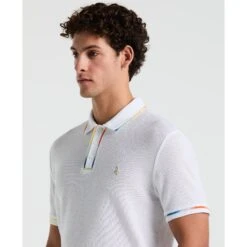 Original Penguin Pride Space Dyed Mesh Polo Shirt In Bright White(Space Dye Mesh Polo Shirt White Opkm2436gp 118) -Original Penguin Outlet opkm2436 118 alt2