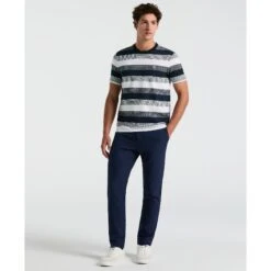 Original Penguin Pique Jaquard Stripe T-Shirt In Dark Sapphire(Pique Jaquard Stripe T Shirt Blue Opkm2501gp 413) -Original Penguin Outlet opkm2501 413 alt3