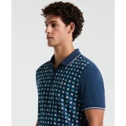 Original Penguin Jaquard Front 1/4 Zip Polo Shirt In Sargasso Sea(Jaquard Front 14 Zip Polo Shirt Blue Opkm2523gp 485) -Original Penguin Outlet opkm2523 485 alt2