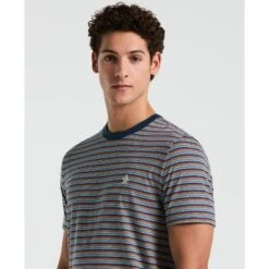 Original Penguin Pride Jaquard Stripe T-Shirt In Sargasso Sea(Pride Jaquard Stripe T Shirt Blue Opkm2529gp 485) -Original Penguin Outlet opkm2529 485 alt2