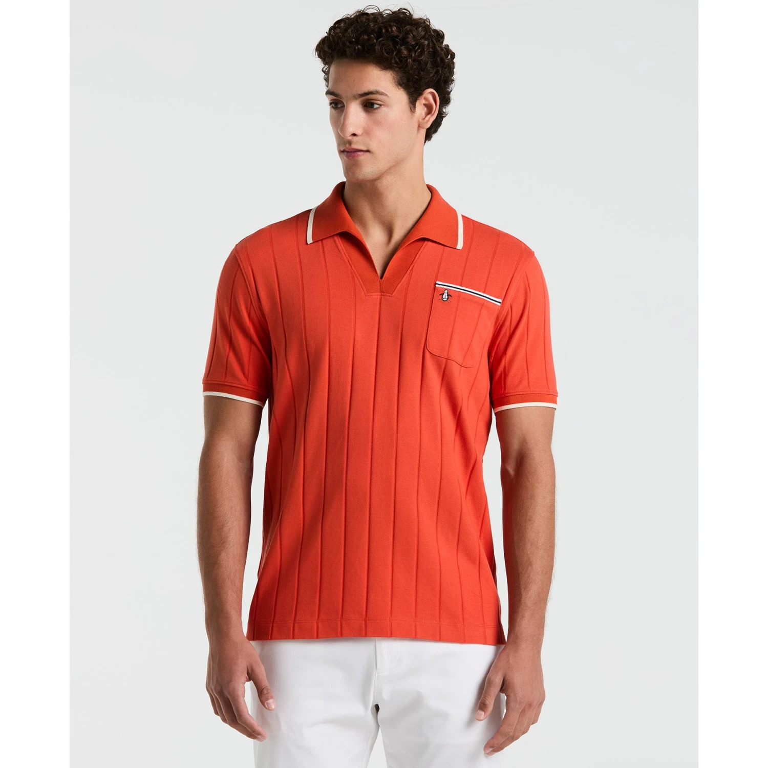 Original Penguin Icons Open Collar Polo Shirt In Red Clay(Icons Open Collar Polo Shirt Orange Opkm2536gp 859) 1 Original Penguin Icons Open Collar Polo Shirt In Red Clay(Icons Open Collar Polo Shirt Orange Opkm2536gp 859)