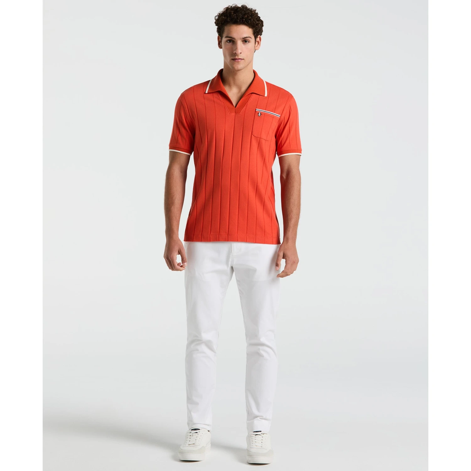Original Penguin Icons Open Collar Polo Shirt In Red Clay(Icons Open Collar Polo Shirt Orange Opkm2536gp 859) 4 Original Penguin Icons Open Collar Polo Shirt In Red Clay(Icons Open Collar Polo Shirt Orange Opkm2536gp 859) - Image 4