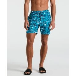 Original Penguin 7" Agave Tile Print Swim Shorts In Exotic Plume(7 Agave Tile Print Swim Shorts Blue Opsm2506gp 495)