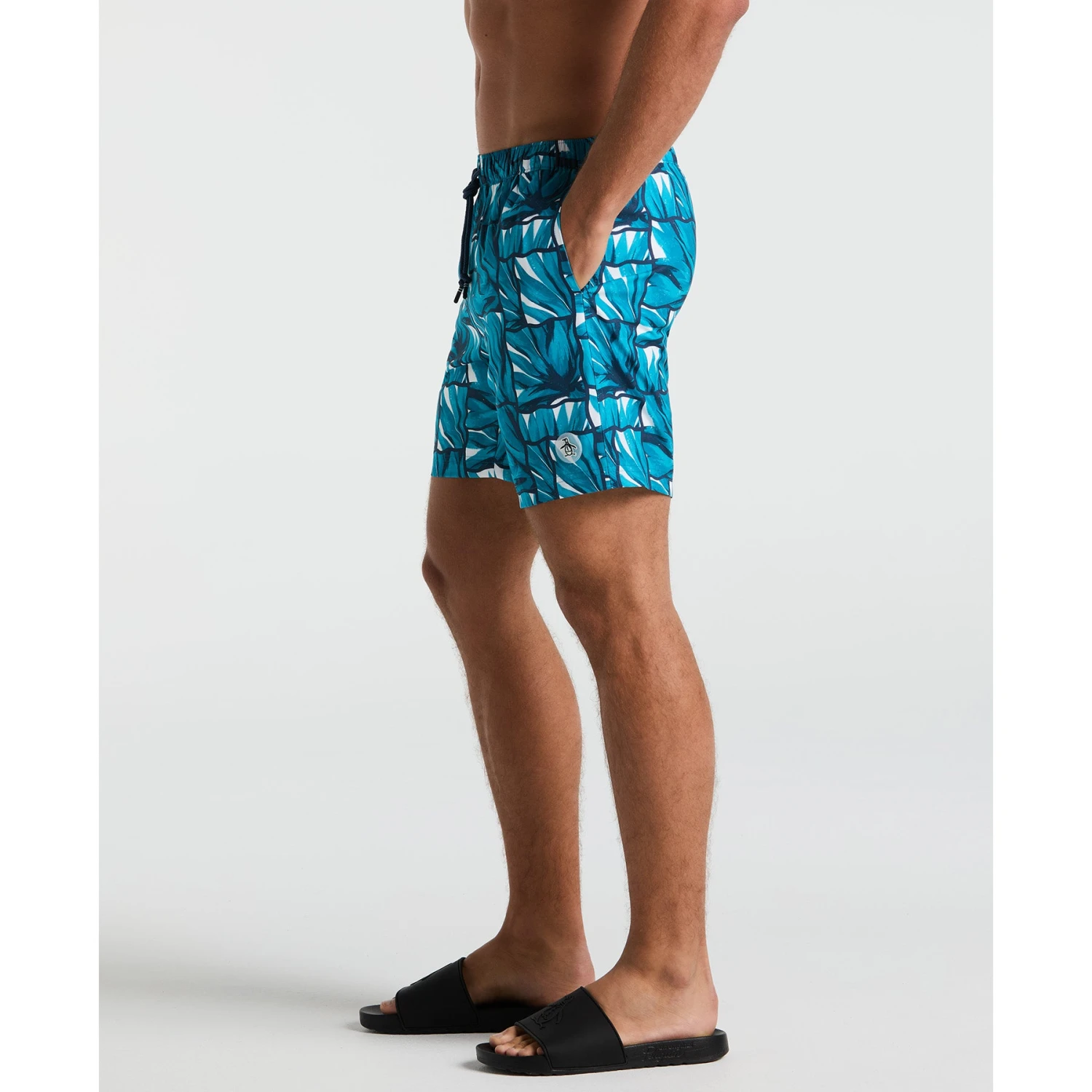 Original Penguin 7" Agave Tile Print Swim Shorts In Exotic Plume(7 Agave Tile Print Swim Shorts Blue Opsm2506gp 495) 3 Original Penguin 7" Agave Tile Print Swim Shorts In Exotic Plume(7 Agave Tile Print Swim Shorts Blue Opsm2506gp 495) - Image 3