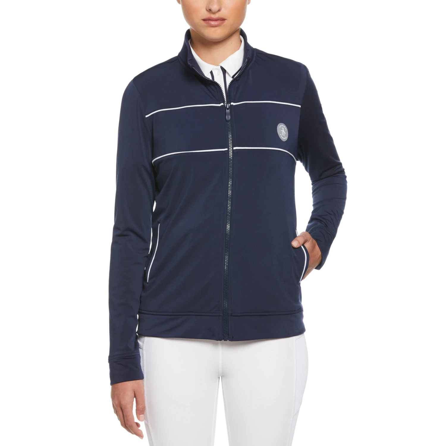 Original Penguin Women's Performance Track Style Tennis Jacket In Black Iris(Womens Performance Track Style Tennis Jacket Blue O1jsd002gg 417) 1 Original Penguin Women's Performance Track Style Tennis Jacket In Black Iris(Womens Performance Track Style Tennis Jacket Blue O1jsd002gg 417)