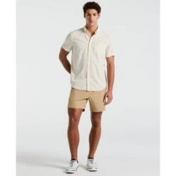 Original Penguin Seersucker Short Sleeve Shirt In Birch(Seersucker Short Sleeve Shirt Beige Opwm2409gp 252) -Original Penguin Outlet opwm2409 252 alt3