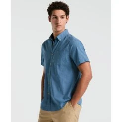 Original Penguin Seersucker Short Sleeve Shirt In Copen Blue(Seersucker Short Sleeve Shirt Blue Opwm2409gp 443)