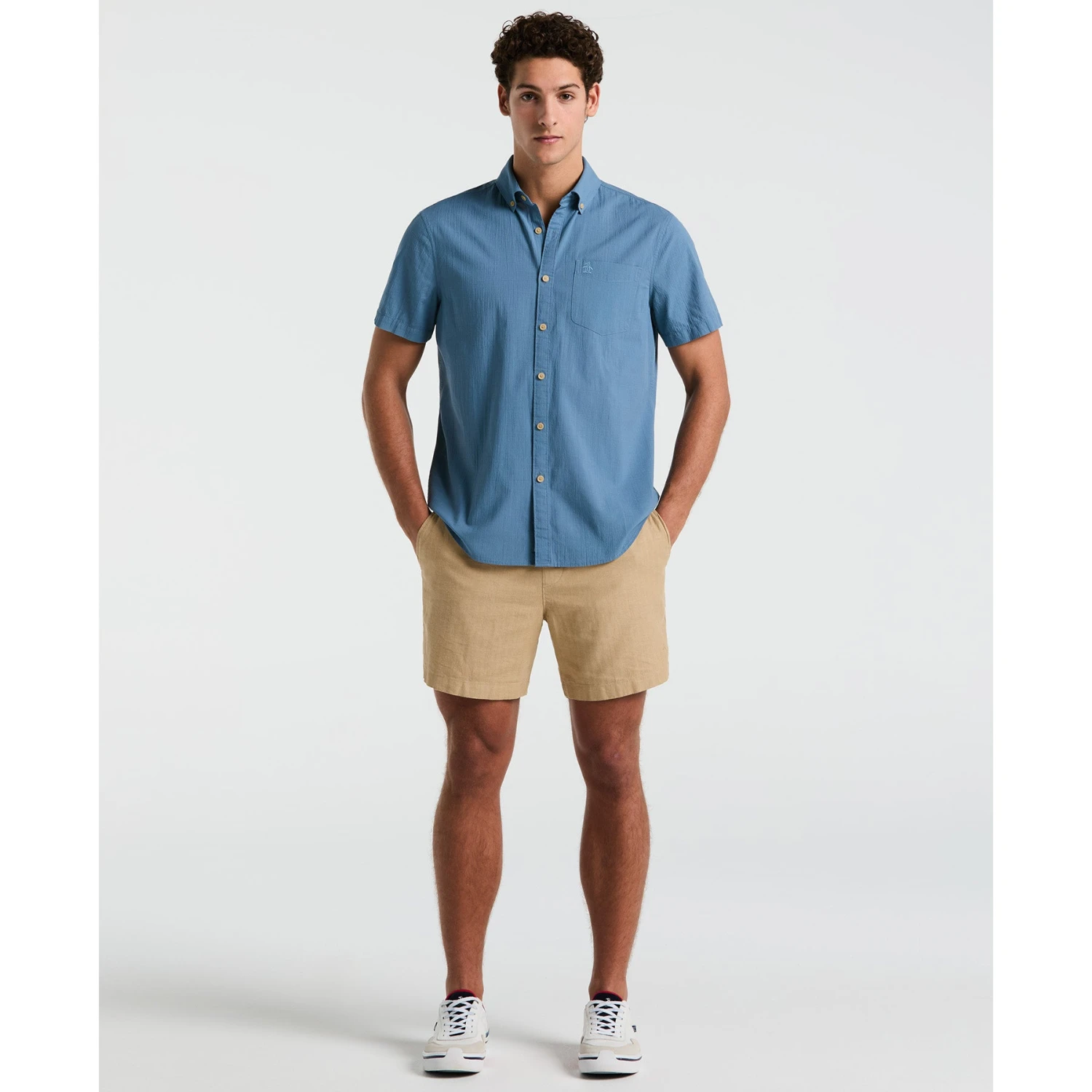 Original Penguin Seersucker Short Sleeve Shirt In Copen Blue(Seersucker Short Sleeve Shirt Blue Opwm2409gp 443) 4 Original Penguin Seersucker Short Sleeve Shirt In Copen Blue(Seersucker Short Sleeve Shirt Blue Opwm2409gp 443) - Image 4