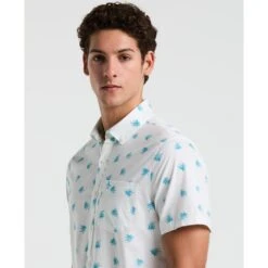 Original Penguin Agave Print Short Sleeve Shirt In Bright White(Agave Print Short Sleeve Shirt White Opwm2517gp 118) -Original Penguin Outlet opwm2517 118 alt2