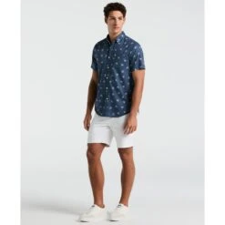 Original Penguin Agave Print Short Sleeve Shirt In Sargasso Sea(Agave Print Short Sleeve Shirt Blue Opwm2517gp 485) -Original Penguin Outlet opwm2517 485 alt3