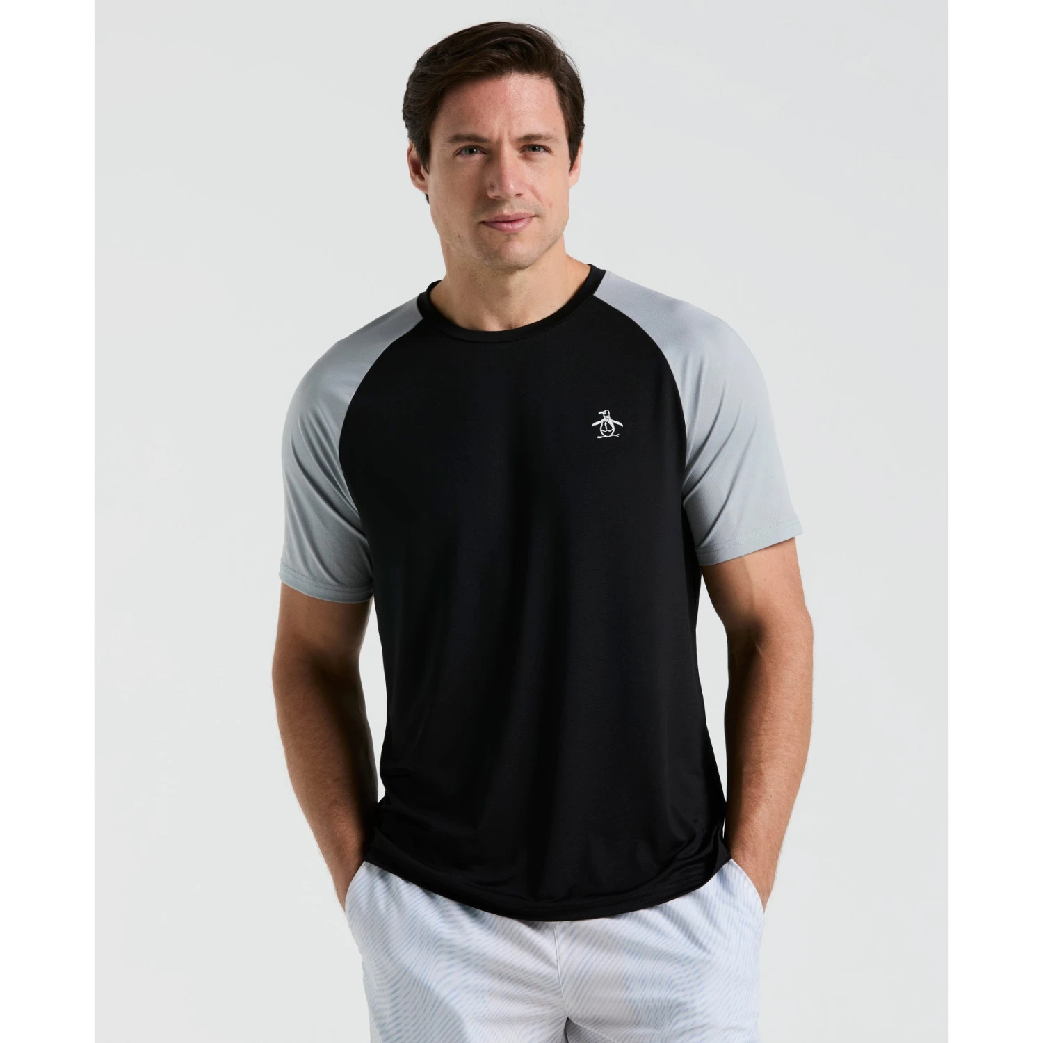 Original Penguin Blocked Performance Tennis T-Shirt In Caviar(Blocked Performance Tennis T Shirt Black O1ksf015gg 001) 1 Original Penguin Blocked Performance Tennis T-Shirt In Caviar(Blocked Performance Tennis T Shirt Black O1ksf015gg 001)