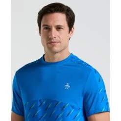 Original Penguin Performance Tennis Ball Block T-Shirt In Electric Blue Lemonade(Performance Tennis Ball Block T Shirt Blue O1ksf000gg 430) -Original Penguin Outlet p4ct3qjkjh3hfuj5iucg