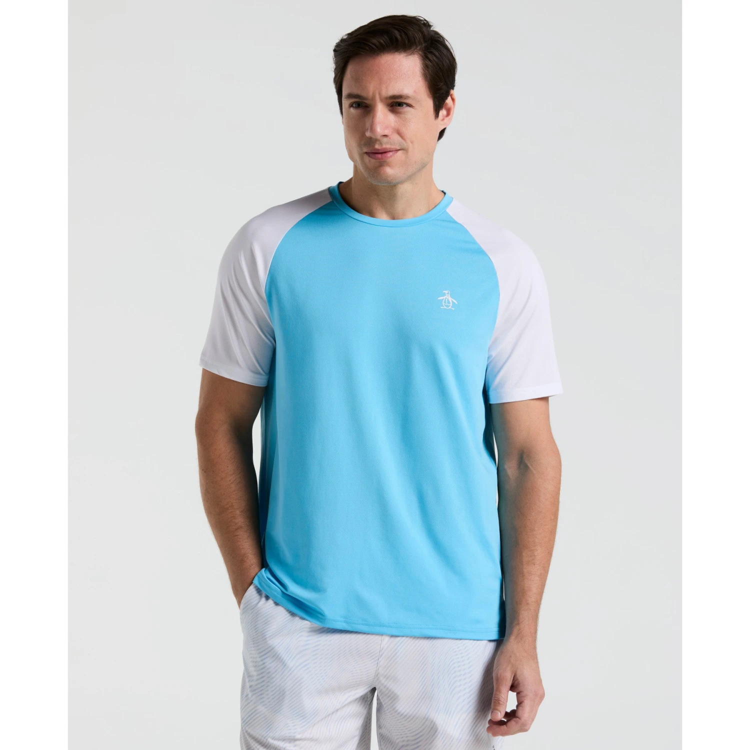 Original Penguin Blocked Performance Tennis T-Shirt In Blue Grotto(Blocked Performance Tennis T Shirt Blue O1ksf015gg 457) 1 Original Penguin Blocked Performance Tennis T-Shirt In Blue Grotto(Blocked Performance Tennis T Shirt Blue O1ksf015gg 457)