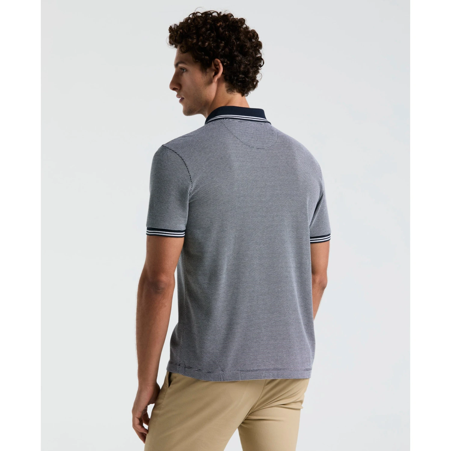 Original Penguin Jacquard Tipped 1/4 Zip Polo Shirt In Dark Sapphire(Jacquard Tipped 14 Zip Polo Blue Opks2530gp 413) 2 Original Penguin Jacquard Tipped 1/4 Zip Polo Shirt In Dark Sapphire(Jacquard Tipped 14 Zip Polo Blue Opks2530gp 413) - Image 2