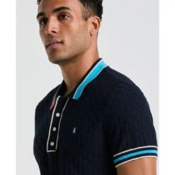Original Penguin Pointelle Blocked Ribbed Sweater Polo Shirt In Dark Sapphire(Pointelle Blocked Ribbed Sweater Polo Shirt Blue Opgm2506gp 413) -Original Penguin Outlet qkeo9psitbdxjnlg7sea