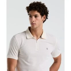 Original Penguin Jacquard Tipped 1/4 Zip Polo Shirt In Birch(Jacquard Tipped 14 Zip Polo Beige Opks2530gp 252) -Original Penguin Outlet qq3dvro4uf7ihrikkhem