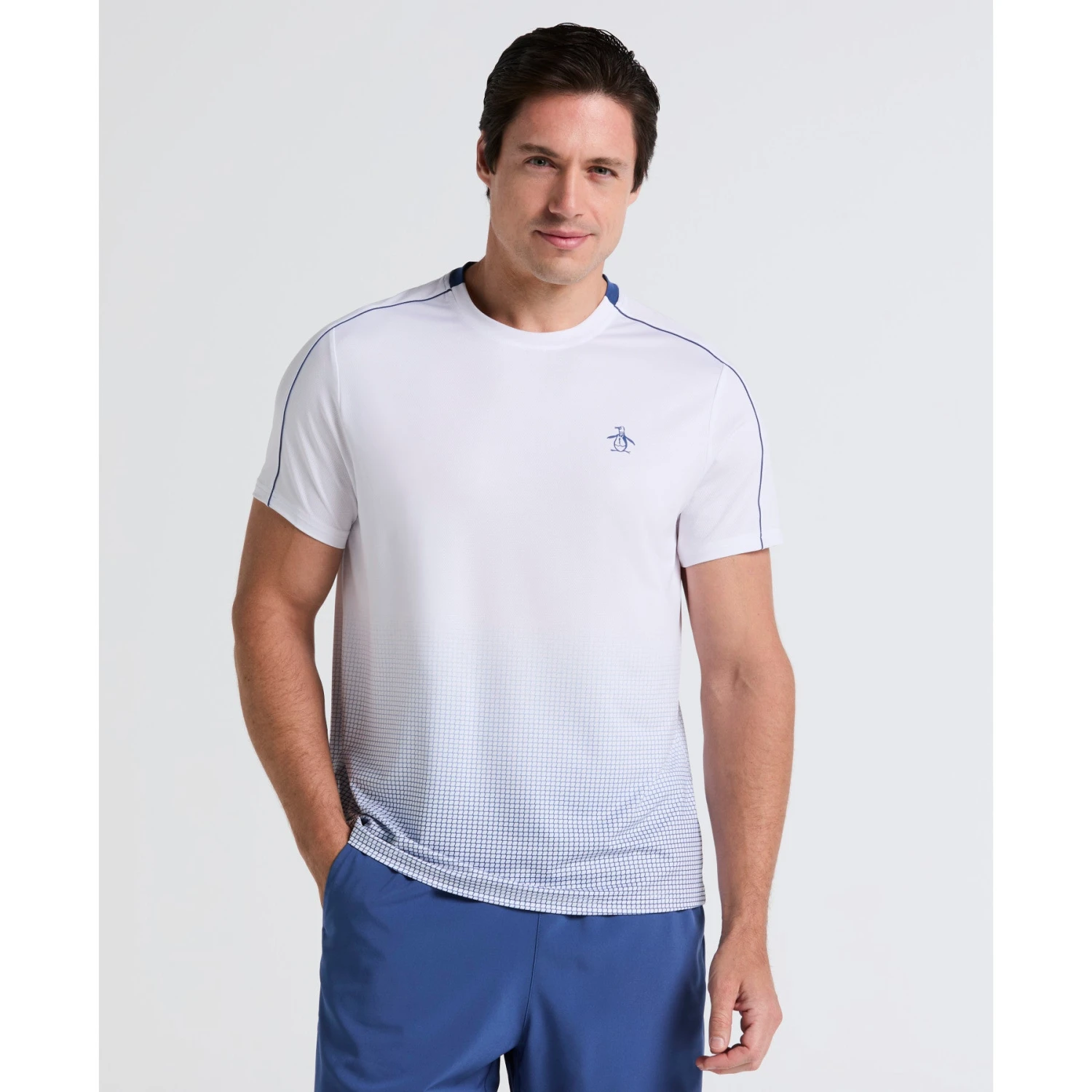 Original Penguin Ombre Net Graphic Performance Tennis T-Shirt In Bright White(Ombre Net Graphic Performance Tennis T Shirt White O1kff007gg 118) 1 Original Penguin Ombre Net Graphic Performance Tennis T-Shirt In Bright White(Ombre Net Graphic Performance Tennis T Shirt White O1kff007gg 118)