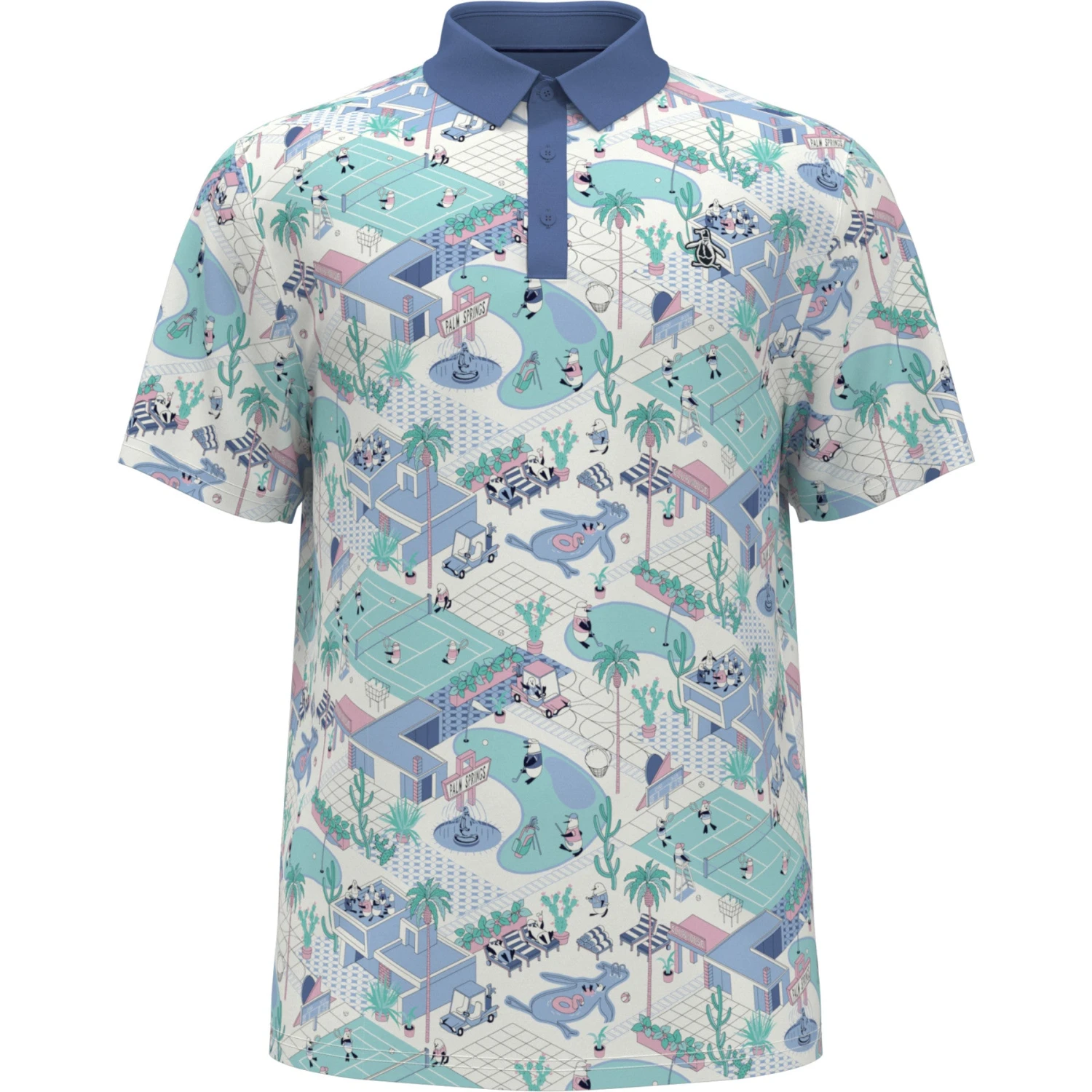 Original Penguin Palm Springs Print Golf Polo Shirt In Bright White(Palm Springs Print Golf Polo White Ogksf013gg 118) 5 Original Penguin Palm Springs Print Golf Polo Shirt In Bright White(Palm Springs Print Golf Polo White Ogksf013gg 118) - Image 5