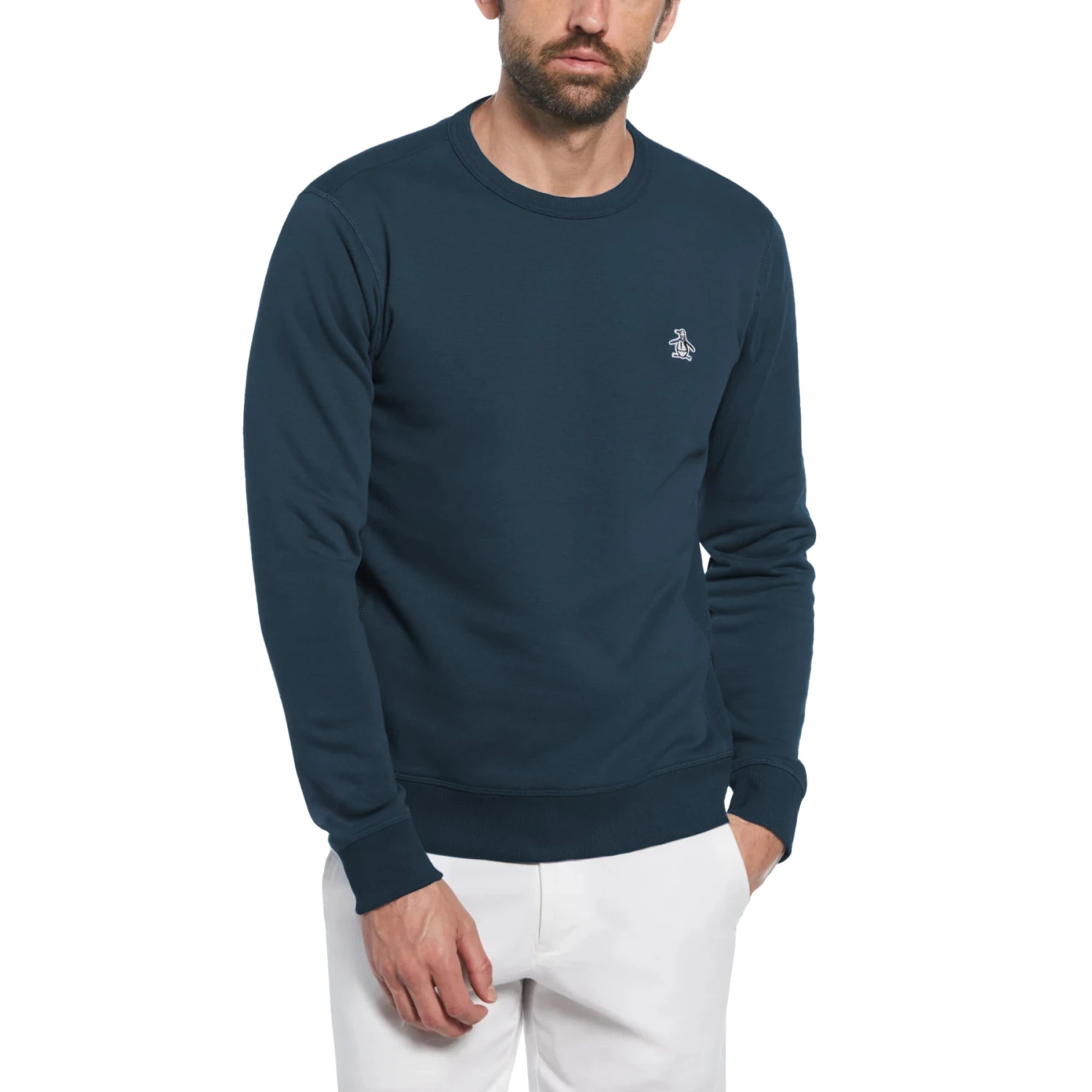 Original Penguin Sticker Pete Fleece Crew Neck Sweatshirt In Blue Wing Teal(Sticker Pete Fleece Crew Neck Sweatshirt Blue Opks5712gp 415) 1 Original Penguin Sticker Pete Fleece Crew Neck Sweatshirt In Blue Wing Teal(Sticker Pete Fleece Crew Neck Sweatshirt Blue Opks5712gp 415)